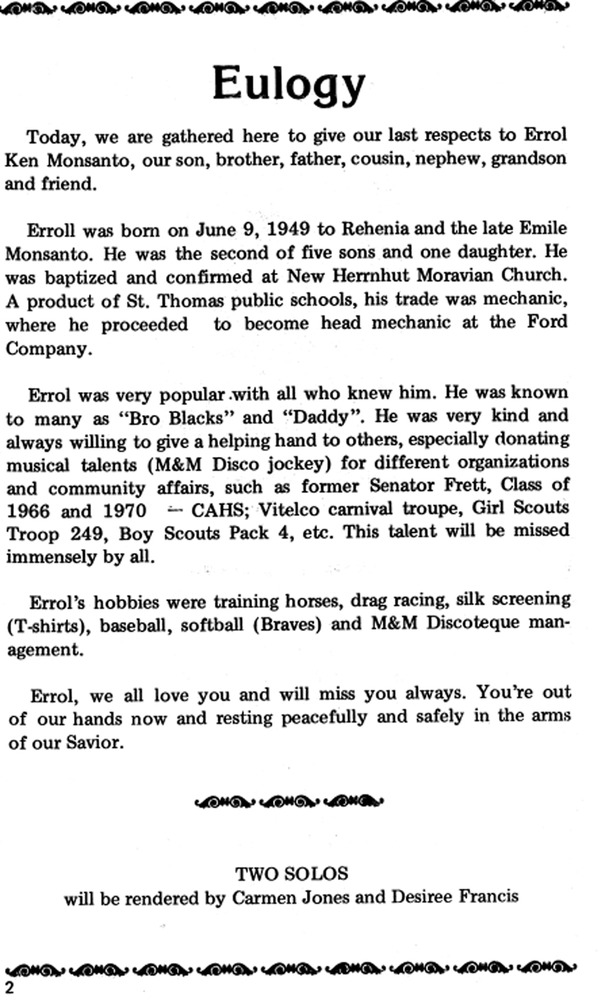 Funeral Booklet for Errol Ken Monsanto - Page 3