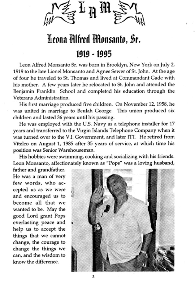 Funeral Booklet for Leon Alfred Monsanto, Sr. - Page 3