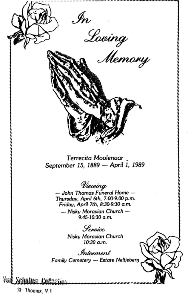 Funeral Booklet for Terrecita Moolenaar - Page 1