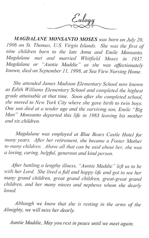 Funeral Booklet for Magdalane M. Moses - Page 2