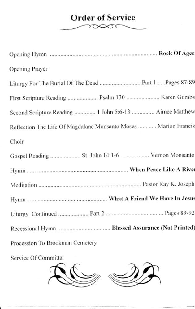 Funeral Booklet for Magdalane M. Moses - Page 4