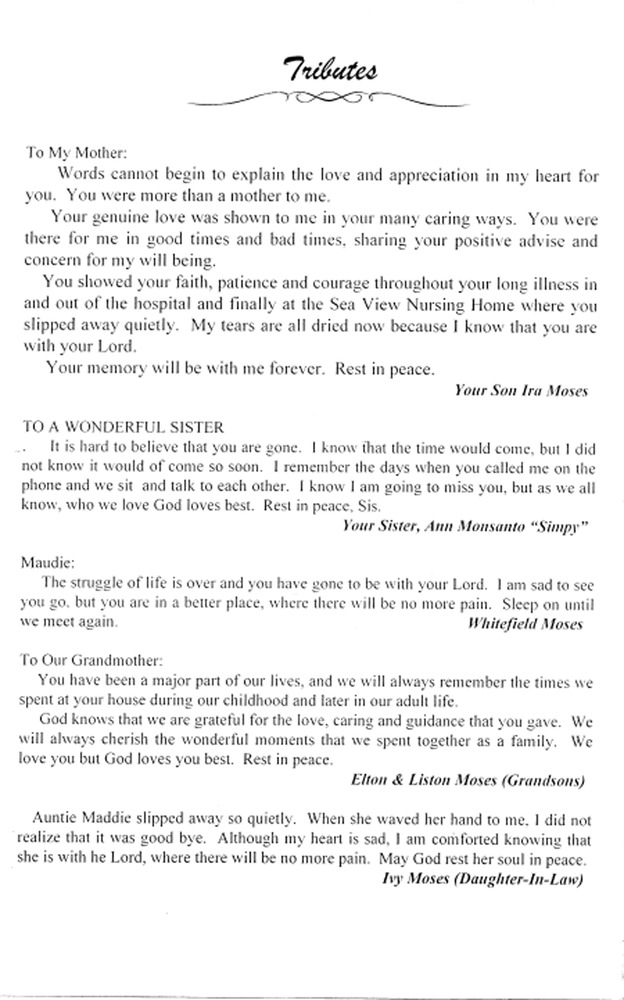 Funeral Booklet for Magdalane M. Moses - Page 5