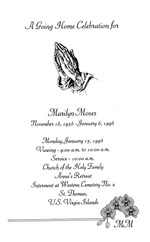 Funeral Booklet for Marilyn Moses