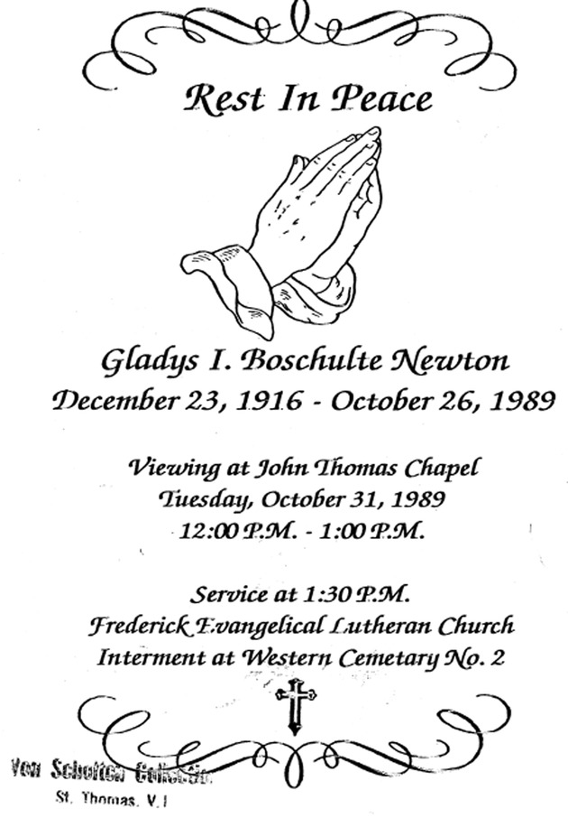 Funeral Booklet for Gladys I. Newton - Page 1