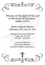 Funeral Booklet for Noubert A. Newton