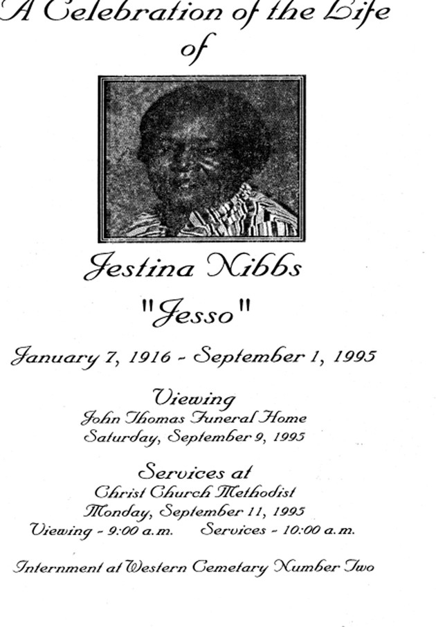 Funeral Booklet for Jestina Nibbs - Page 2