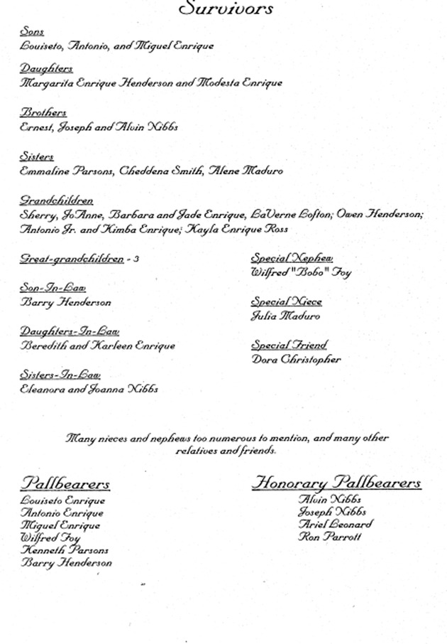 Funeral Booklet for Jestina Nibbs - Page 4