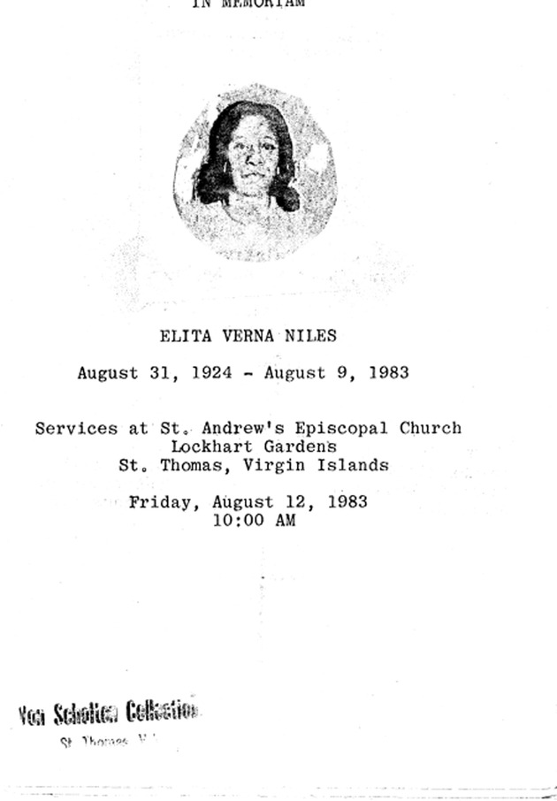 Funeral Booklet for Elita Verna Niles - Page 1