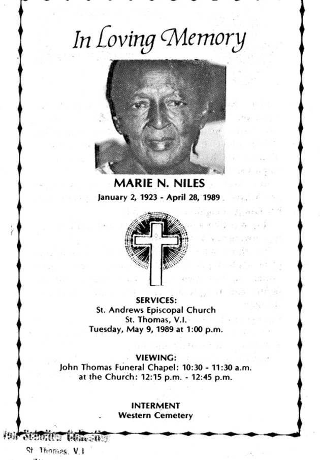 Funeral Booklet for Marie N. Niles - Page 1