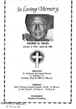 Funeral Booklet for Marie N. Niles