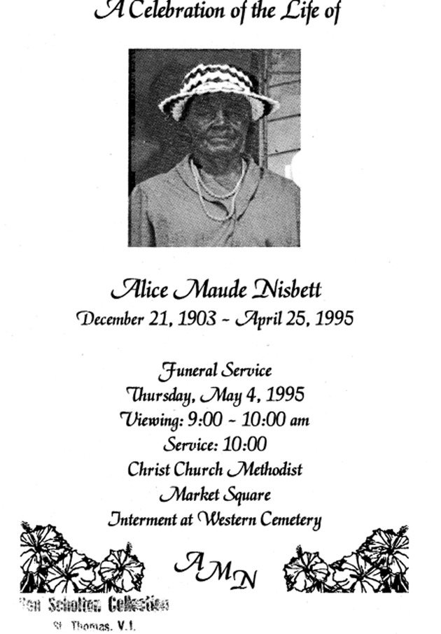 Funeral Booklet for Alice M. Nisbett - Page 1