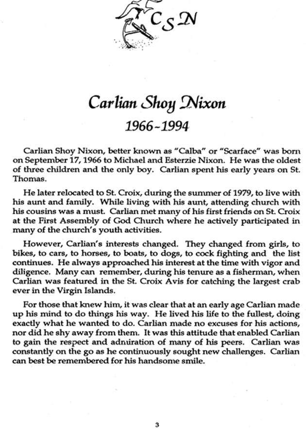 Funeral Booklet for Carlian S. Nixon - Page 3