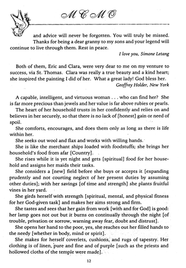 Funeral Booklet for Mary Clara Monsanto O'Neal - Page 12