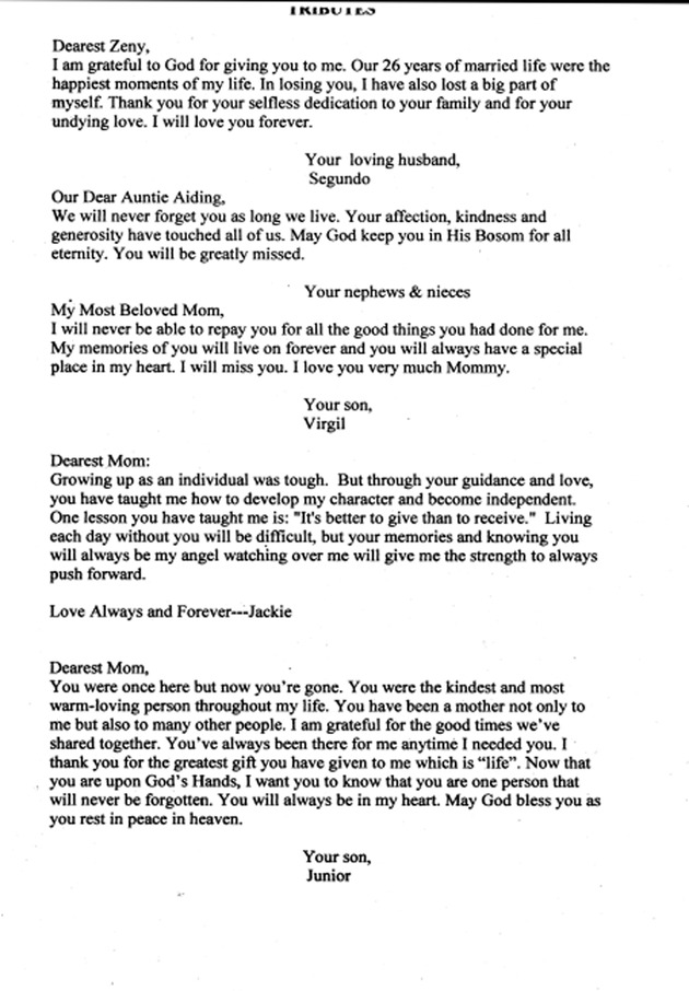 Funeral Booklet for Zenaida Casugho Ortiz - Page 5