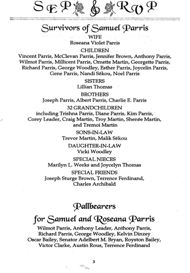 Funeral Booklet for Samuel E. & Parris Roseana V. Parris - Page 3