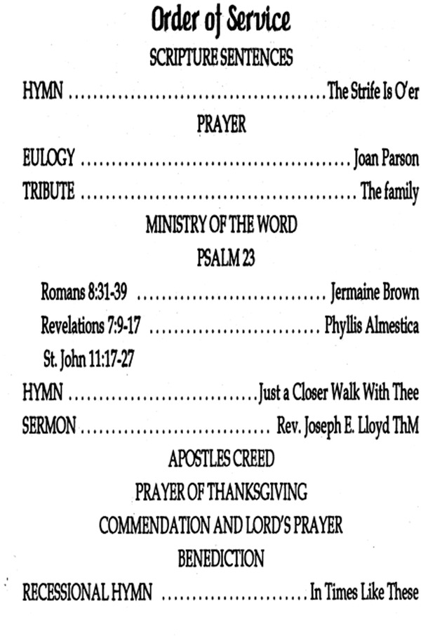 Funeral Booklet for Joseph W. Parson - Page 3