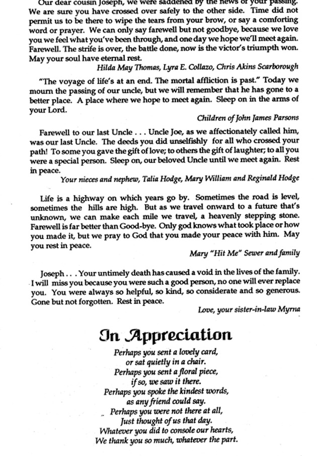 Funeral Booklet for Joseph W. Parson - Page 7