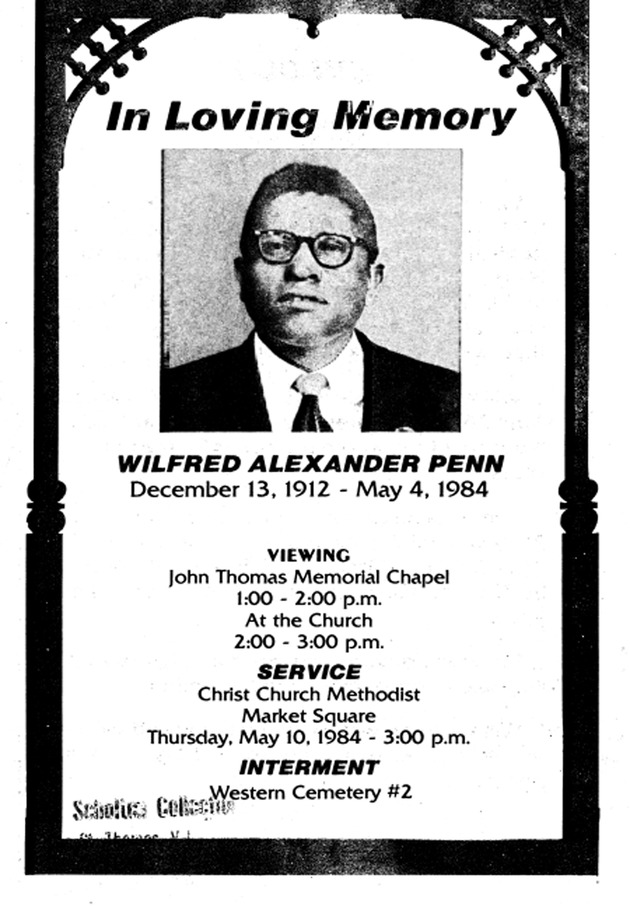 Funeral Booklet for Wilfred A. Penn - Page 1