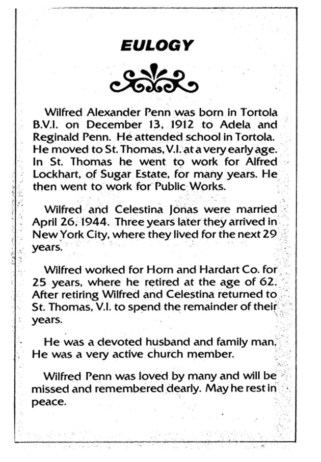 Funeral Booklet for Wilfred A. Penn - Page 2