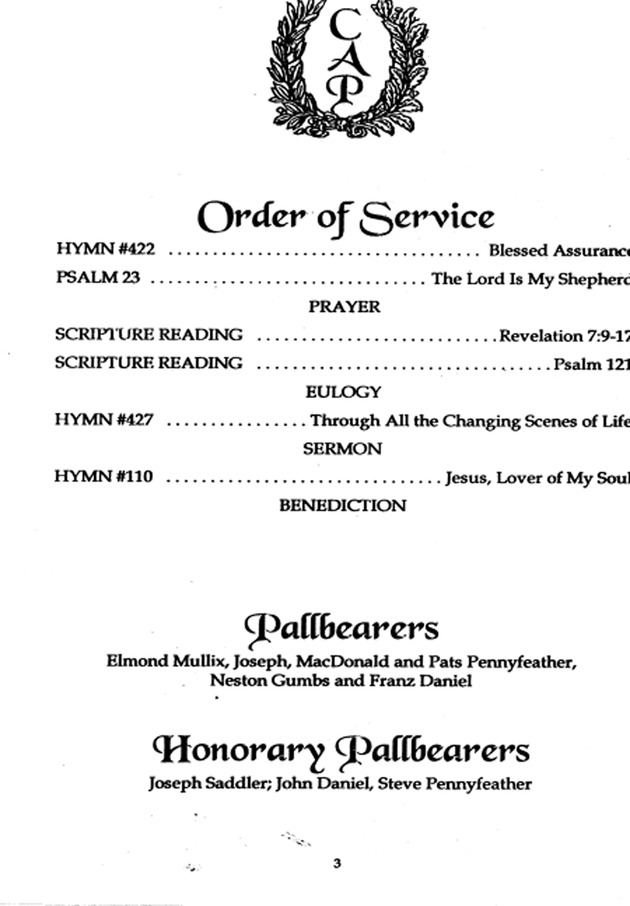 Funeral Booklet for Charles A. Pennyfeather - Page 3