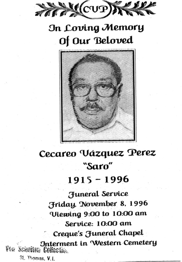 Funeral Booklet for Cecareo V. Perez - Page 1