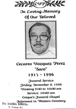 Funeral Booklet for Cecareo V. Perez