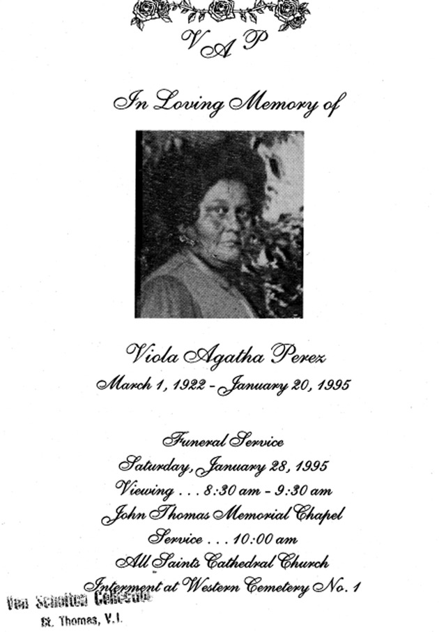 Funeral Booklet for Viola A. Perez - Page 1