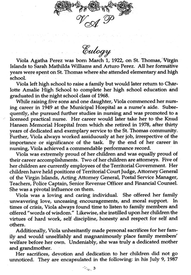 Funeral Booklet for Viola A. Perez - Page 3