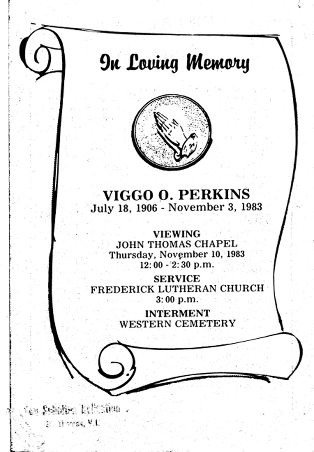 Funeral Booklet for Viggo O. Perkins - Page 1