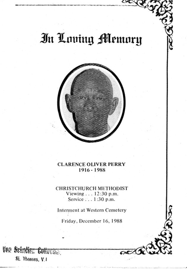 Funeral Booklet for Clarence O. Perry - Page 1