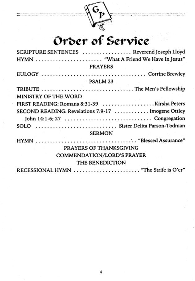 Funeral Booklet for Glenfield T. Peters - Page 4