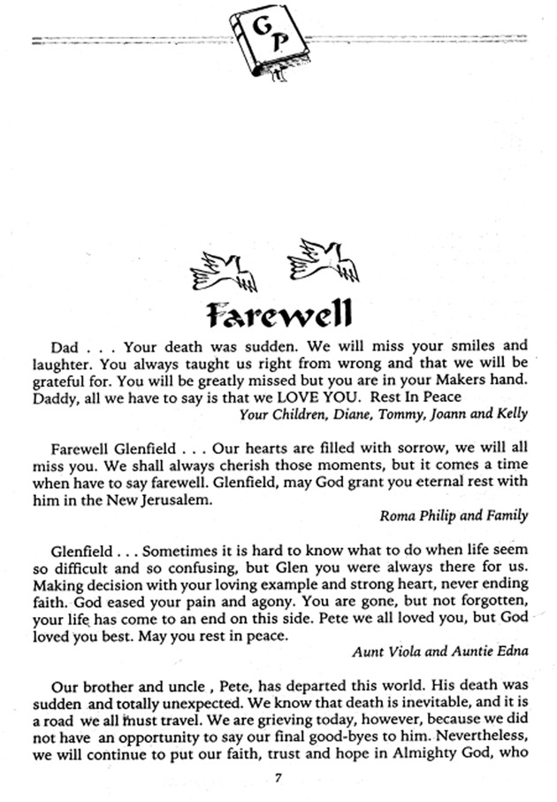 Funeral Booklet for Glenfield T. Peters - Page 5