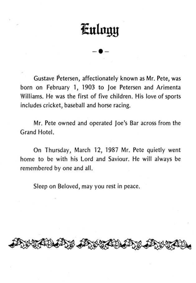 Funeral Booklet for Gustave Petersen - Page 2