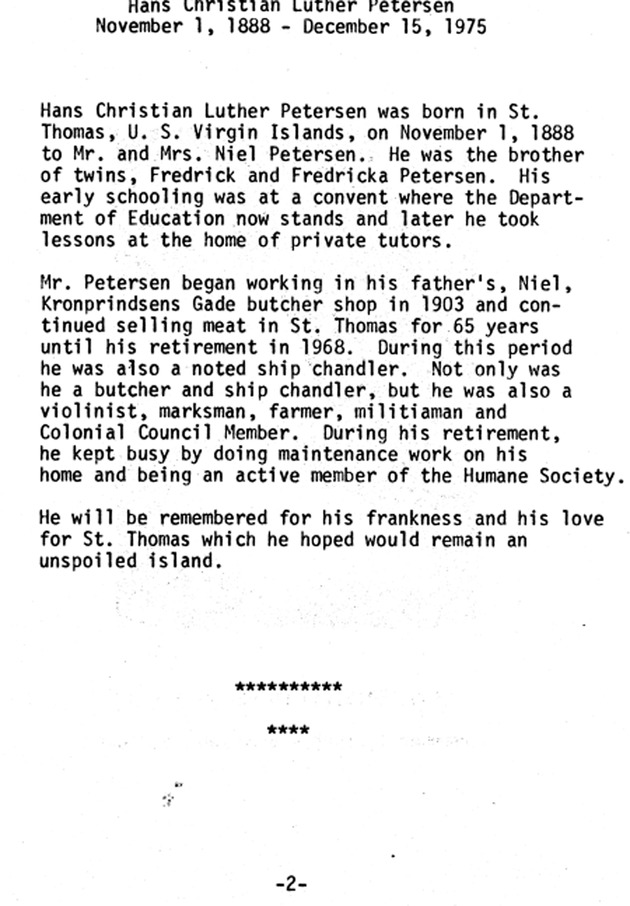 Funeral Booklet for Hans C. L. Petersen - Page 2