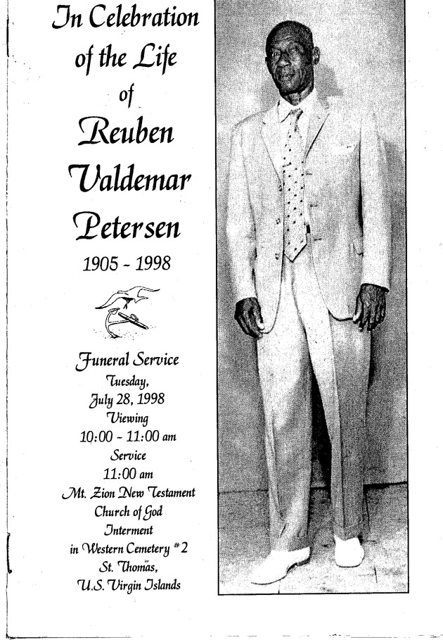 Funeral Booklet for Reuben V. Petersen - Page 1