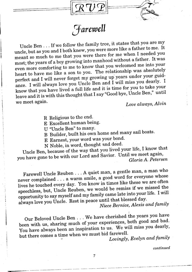 Funeral Booklet for Reuben V. Petersen - Page 5