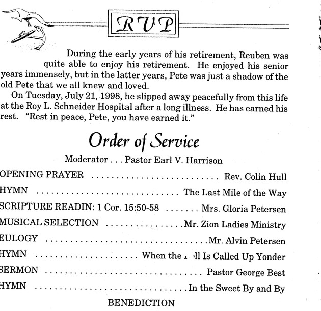 Funeral Booklet for Reuben Valdemar Petersen - Page 4