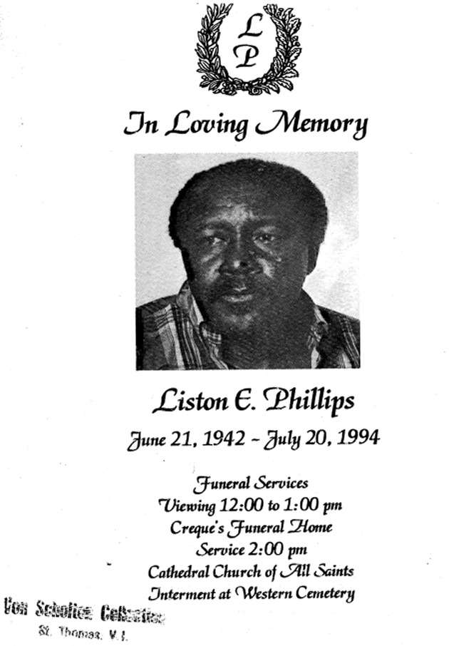 Funeral Booklet for Liston E. Phillips - Page 1