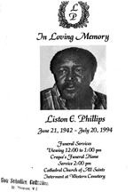 Funeral Booklet for Liston E. Phillips