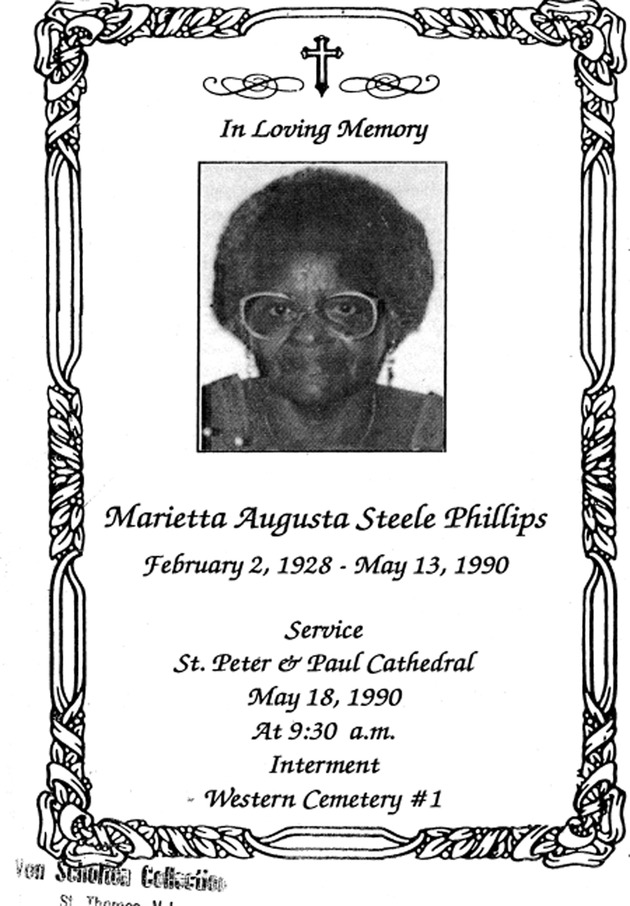 Funeral Booklet for Marietta A. Phillips - Page 1