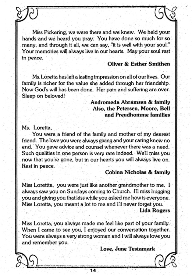 Funeral Booklet for Loretta I. Pickering - Page 10