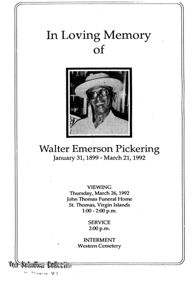 Funeral Booklet for Walter E. Pickering - Page 1