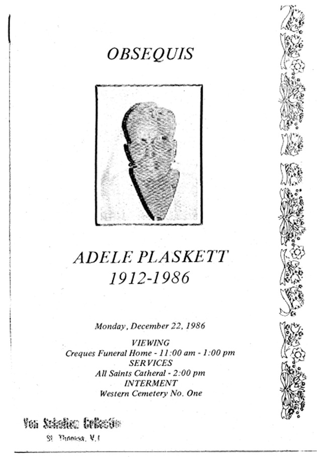 Funeral Booklet for Adele Plaskett - Page 1