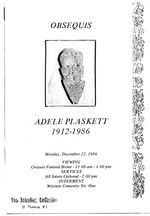 Funeral Booklet for Adele Plaskett