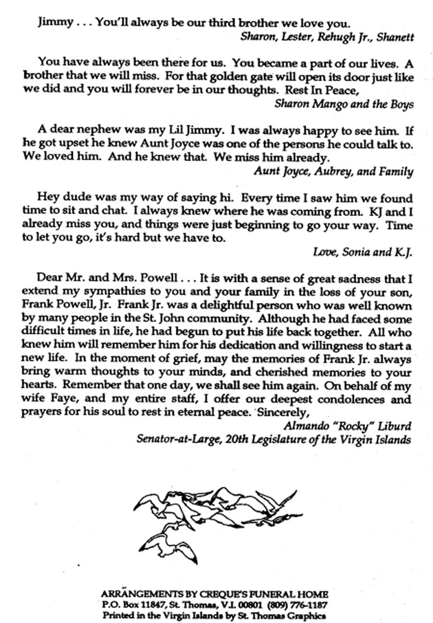 Funeral Booklet for Frank Alfredo Powell. III - Page 7