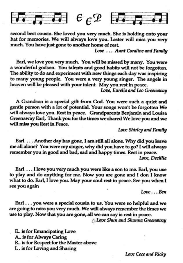 Funeral Booklet for Earl Edward Prosper - Page 5