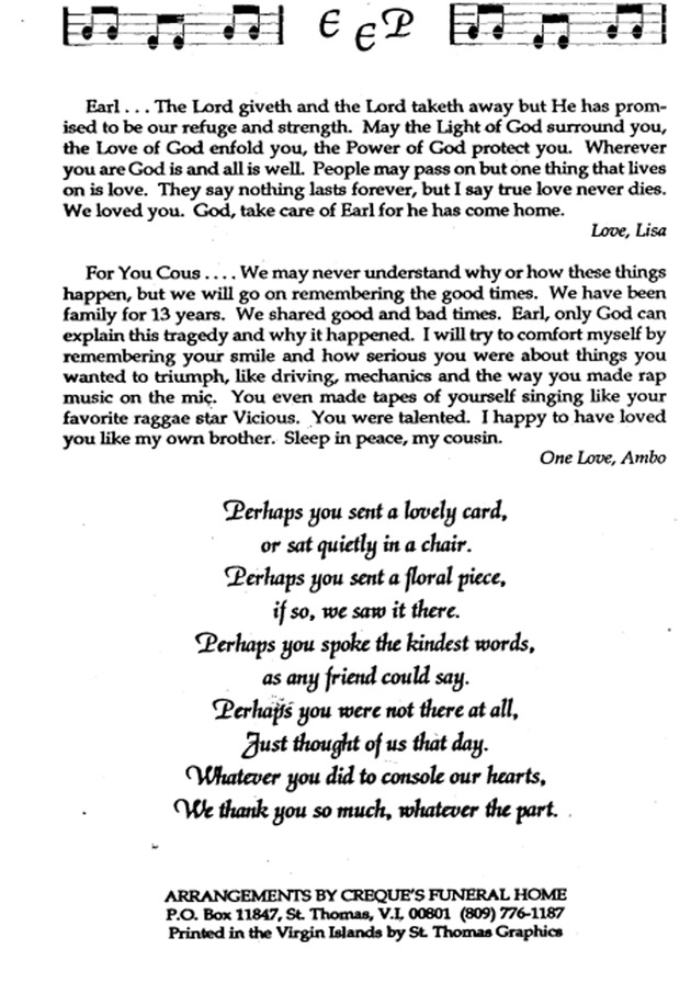 Funeral Booklet for Earl Edward Prosper - Page 6