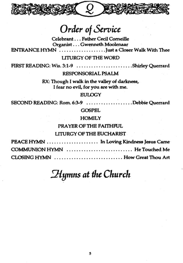 Funeral Booklet for Louis Ivan Querrard - Page 5