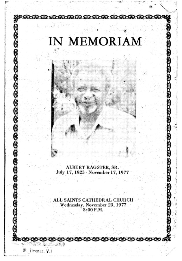 Funeral Booklet for Albert Ragster Sr. - Page 1