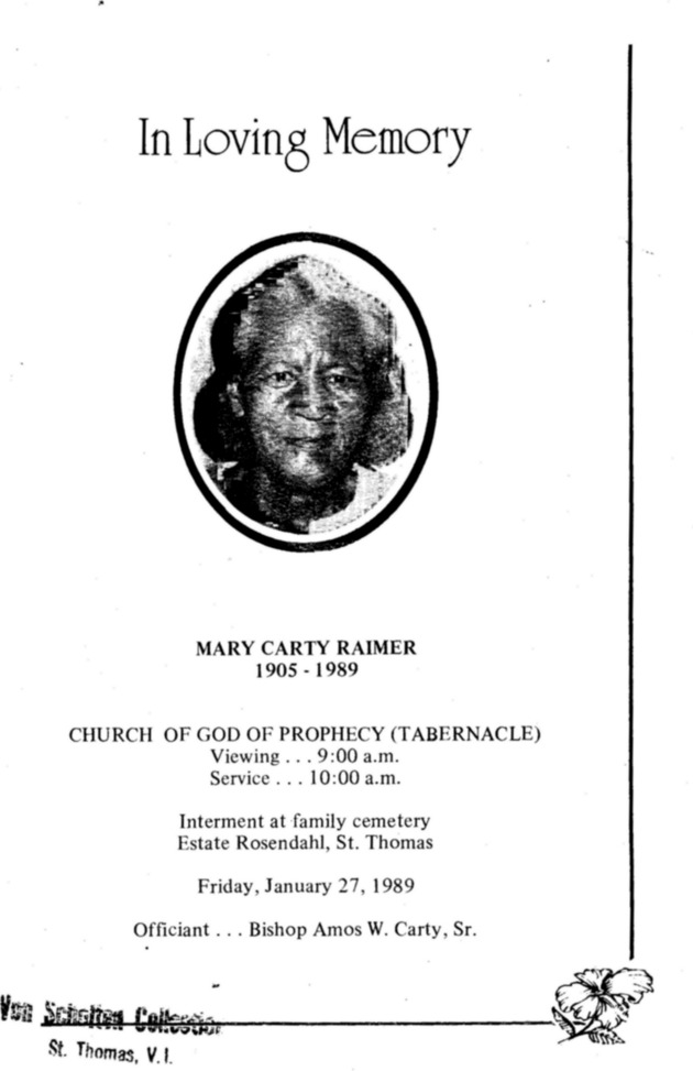 Funeral Booklet for Mary  Carty Raimer - Page 1